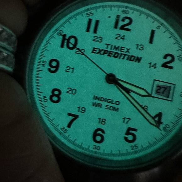 Timex Expedition Watch Men Silver Tone Indiglo Dial Leather Band T49870 Working - Picture 6 of 12